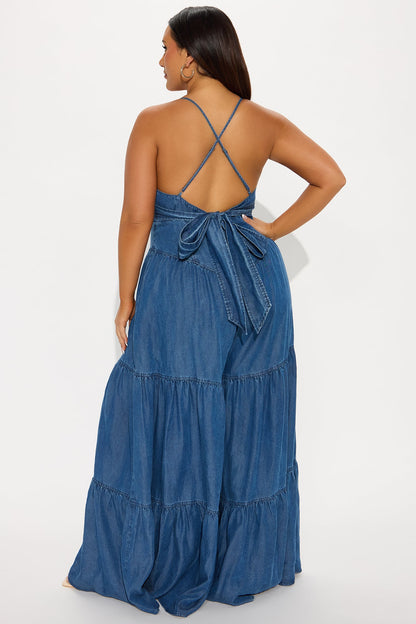 Skylar Denim Jumpsuit - Dark Wash