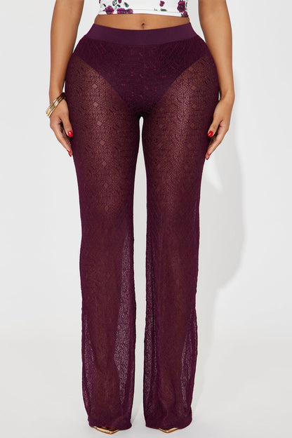 Concert Season Lace Flare Pant - Plum