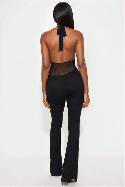 Valentina Mesh Cut Out Jumpsuit - Black