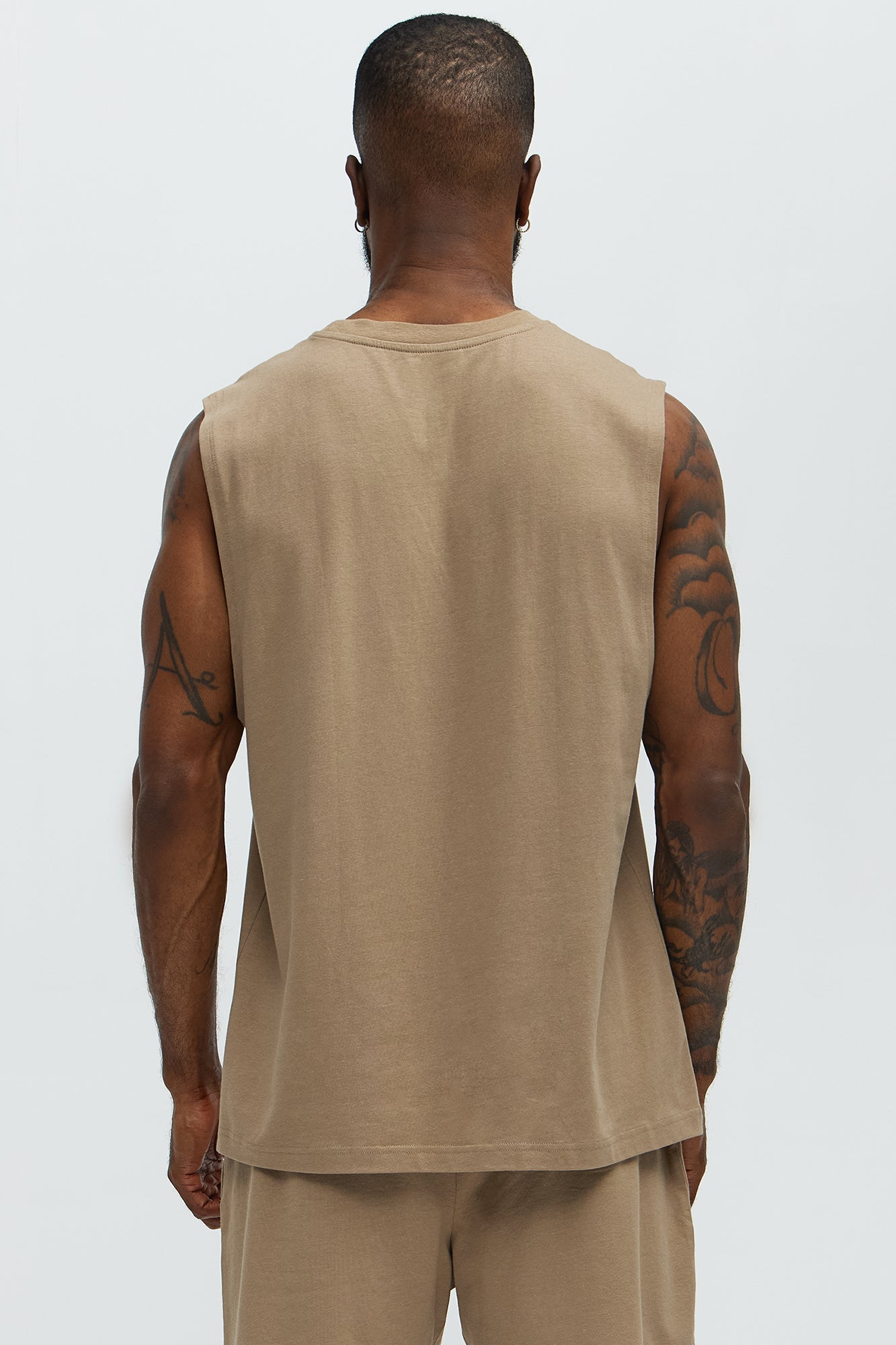 Essential Modal Lounge Sleeveless Muscle Tee - Taupe