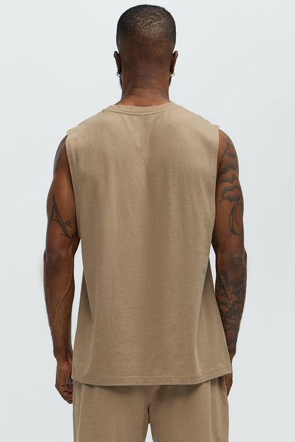 Essential Modal Lounge Sleeveless Muscle Tee - Taupe