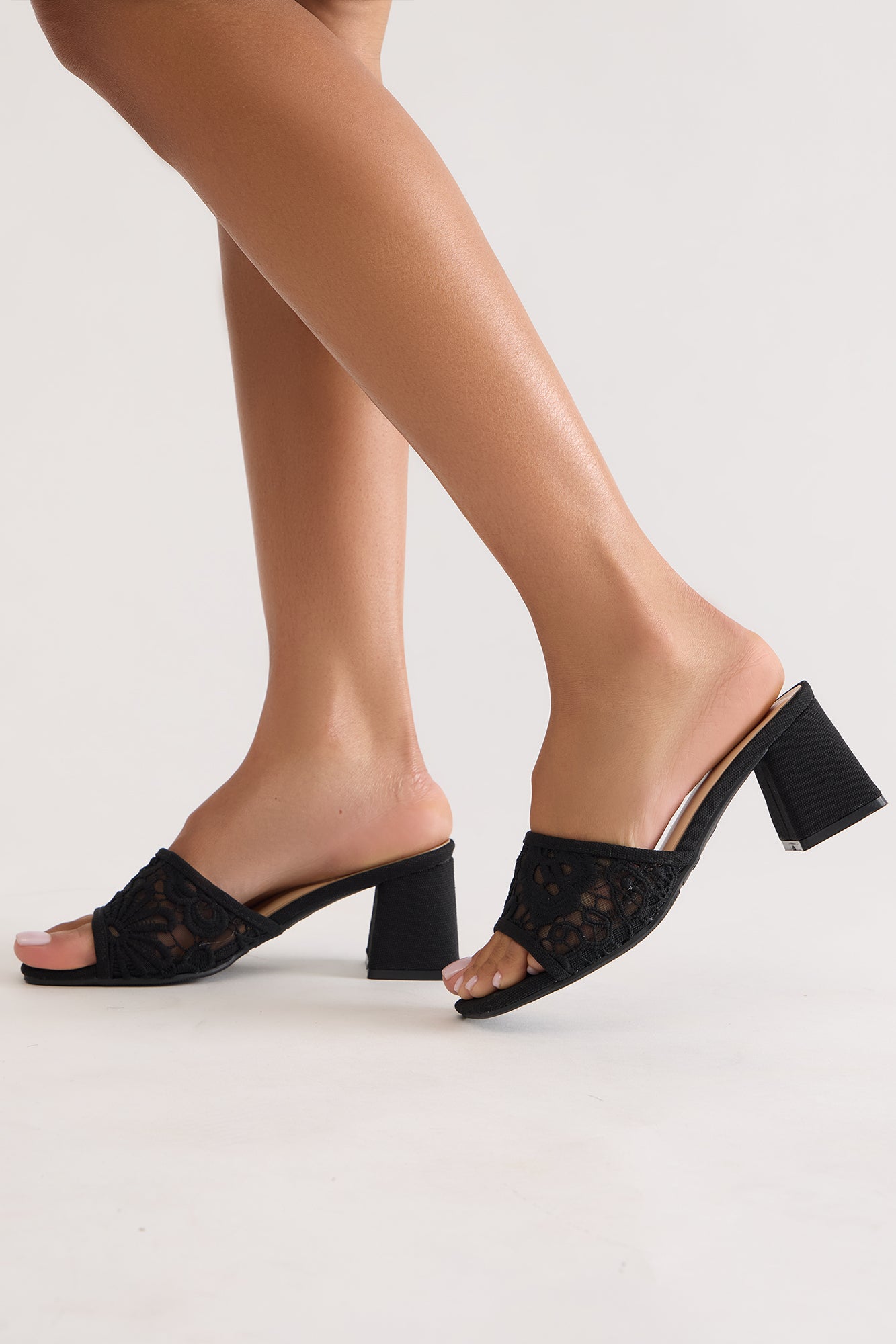 Clayton Crochet Mules - Black