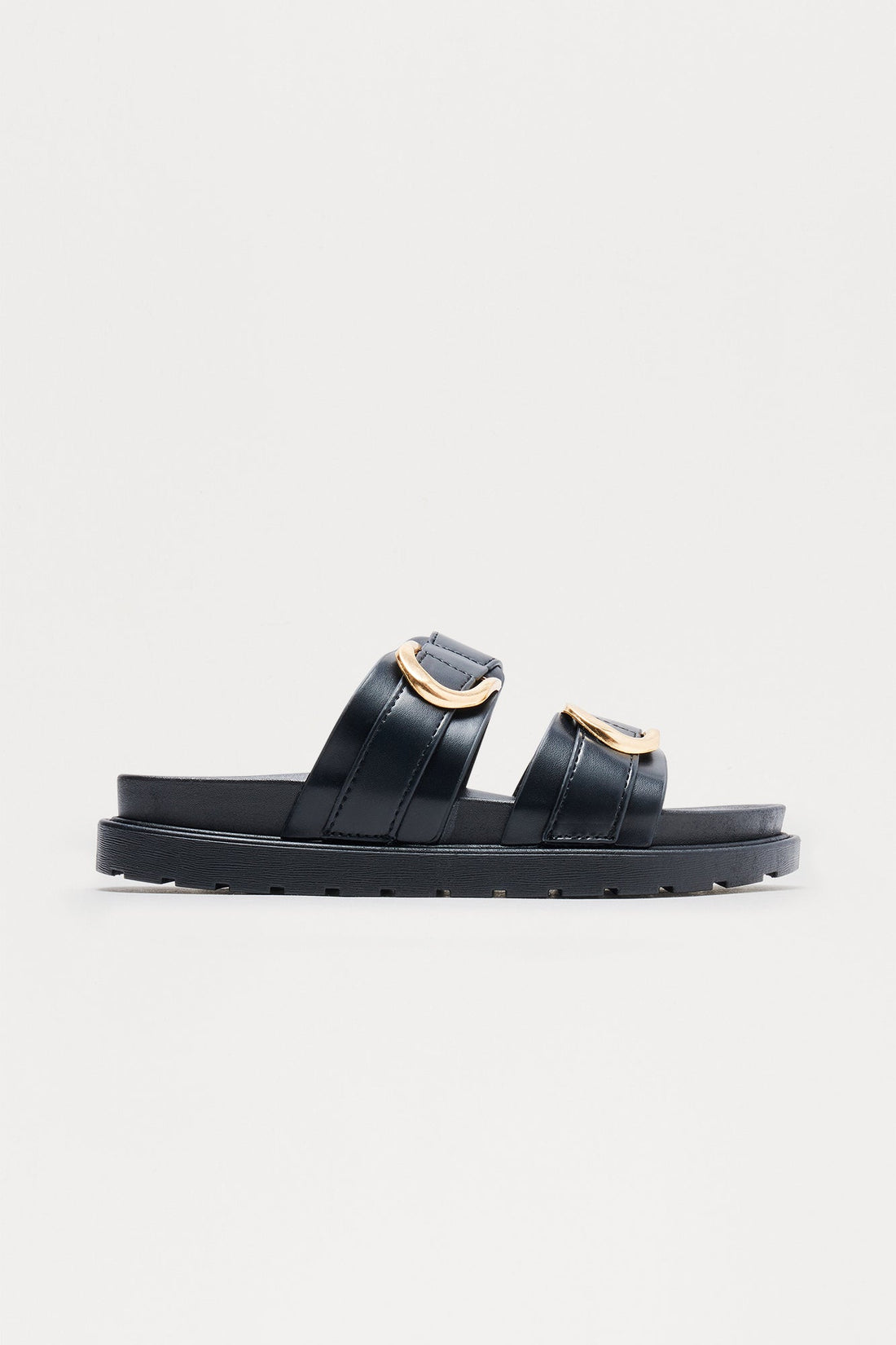 Felix Buckle Slip On Sandals - Black