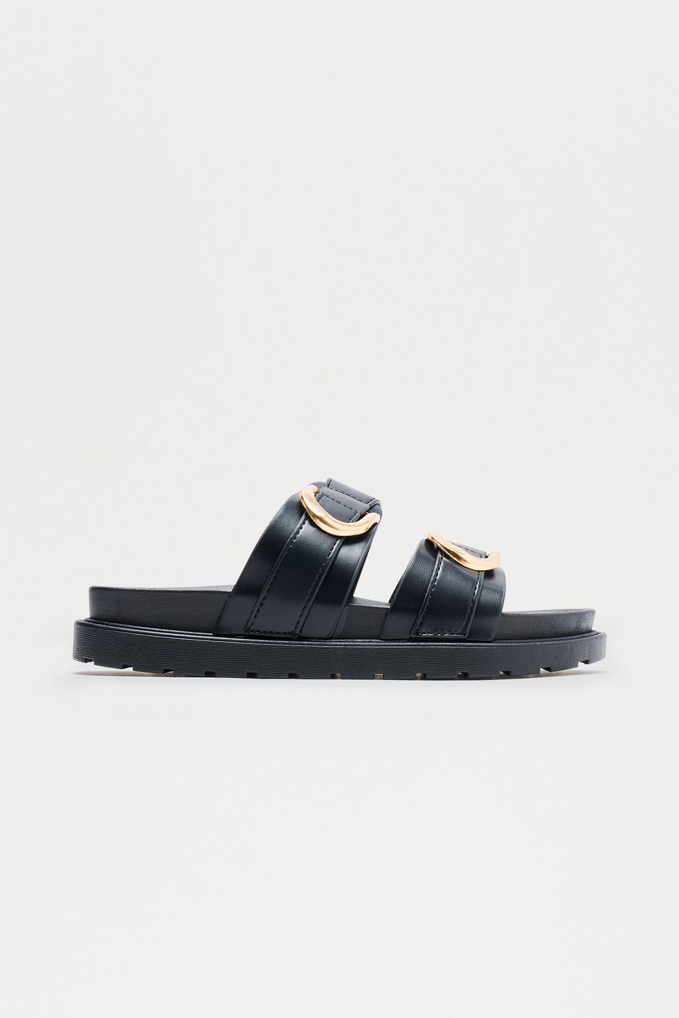 Felix Buckle Slip On Sandals - Black