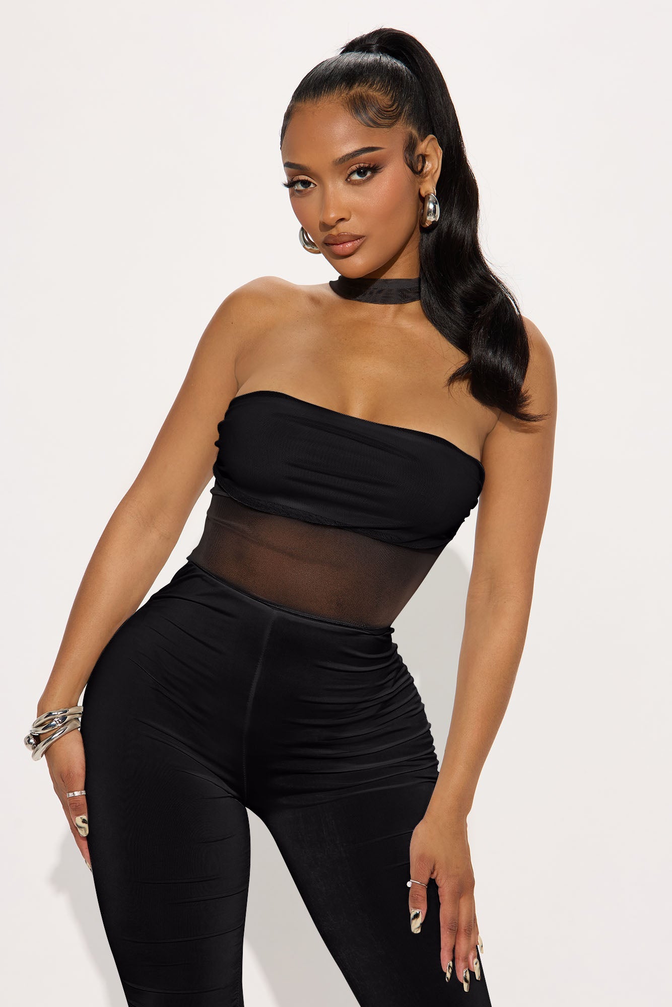 Off-limits Sheer Mesh Jumpsuit - Black