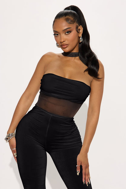 Off-limits Sheer Mesh Jumpsuit - Black