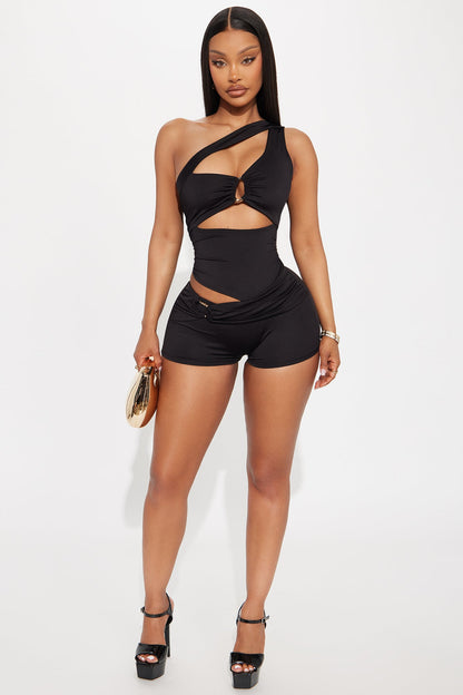 Lara Cut Out Romper - Black