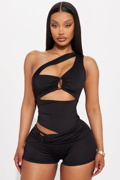 Lara Cut Out Romper - Black