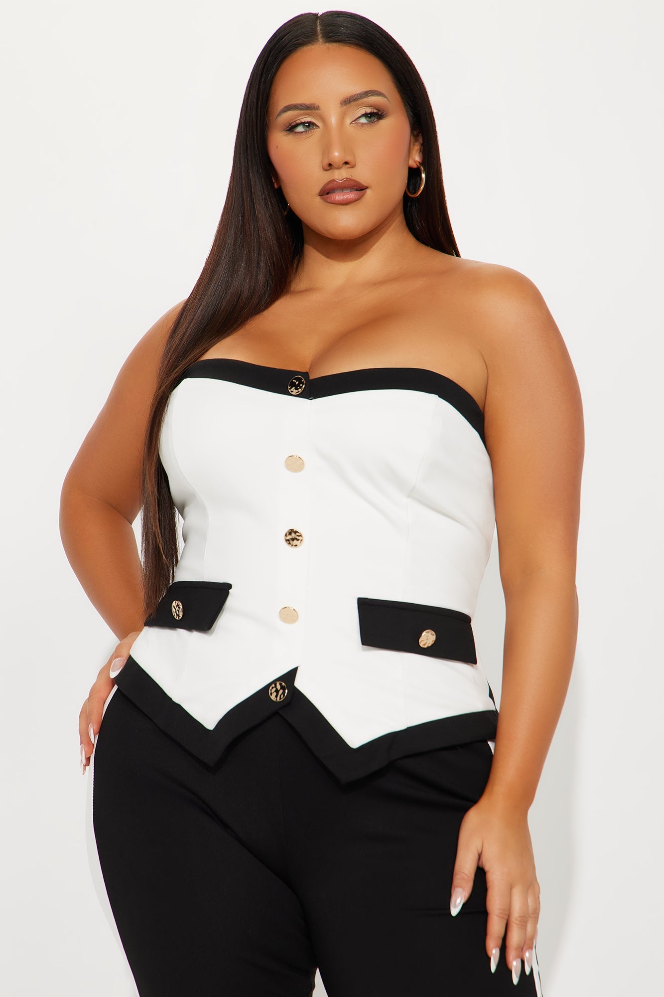 Debbie Office Flare Jumpsuit - Black/White
