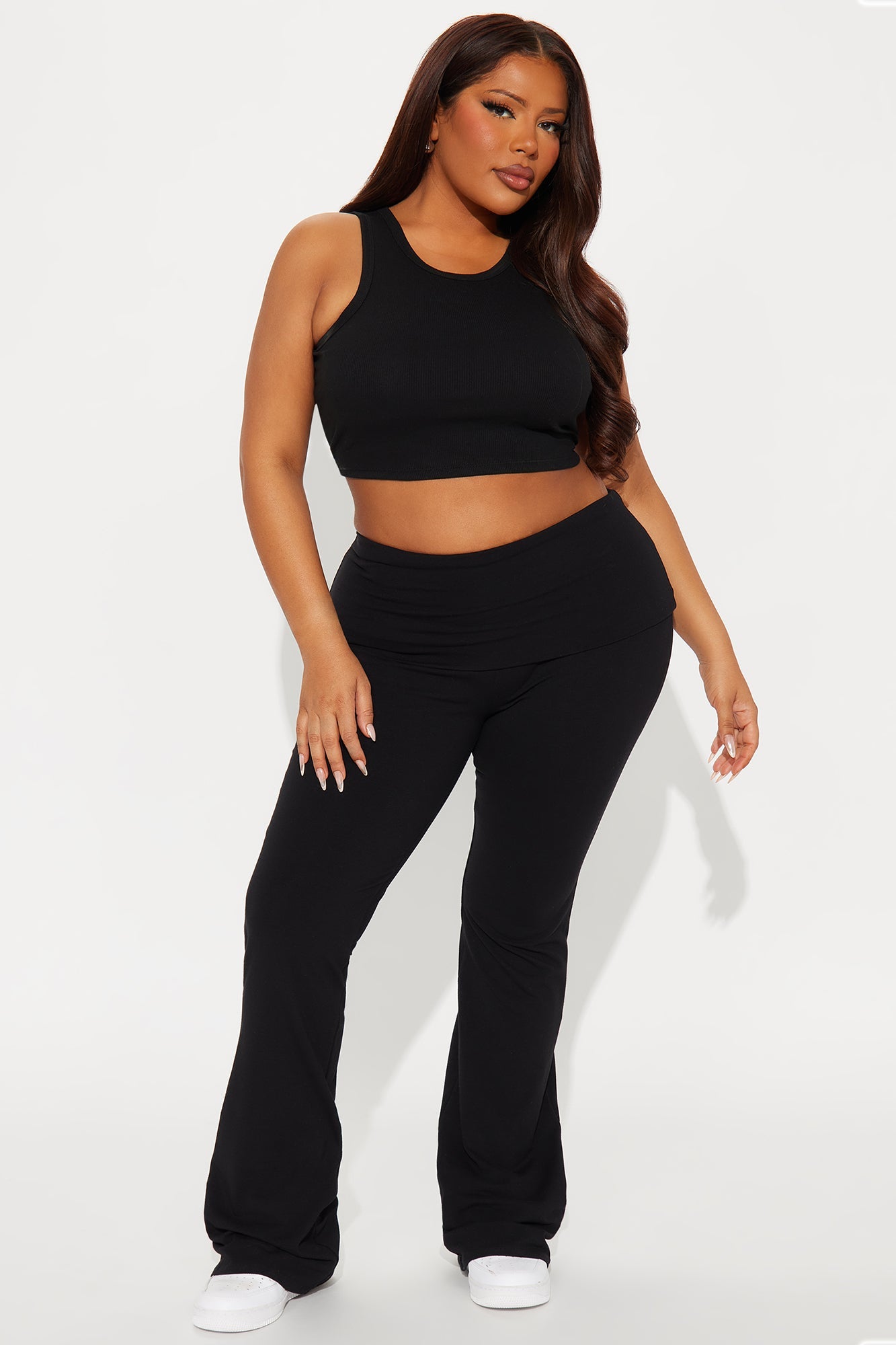Adriana Foldover Flare Pant - Black