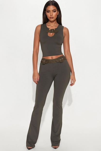 Dance With Me Tonight Pant Set - Olive