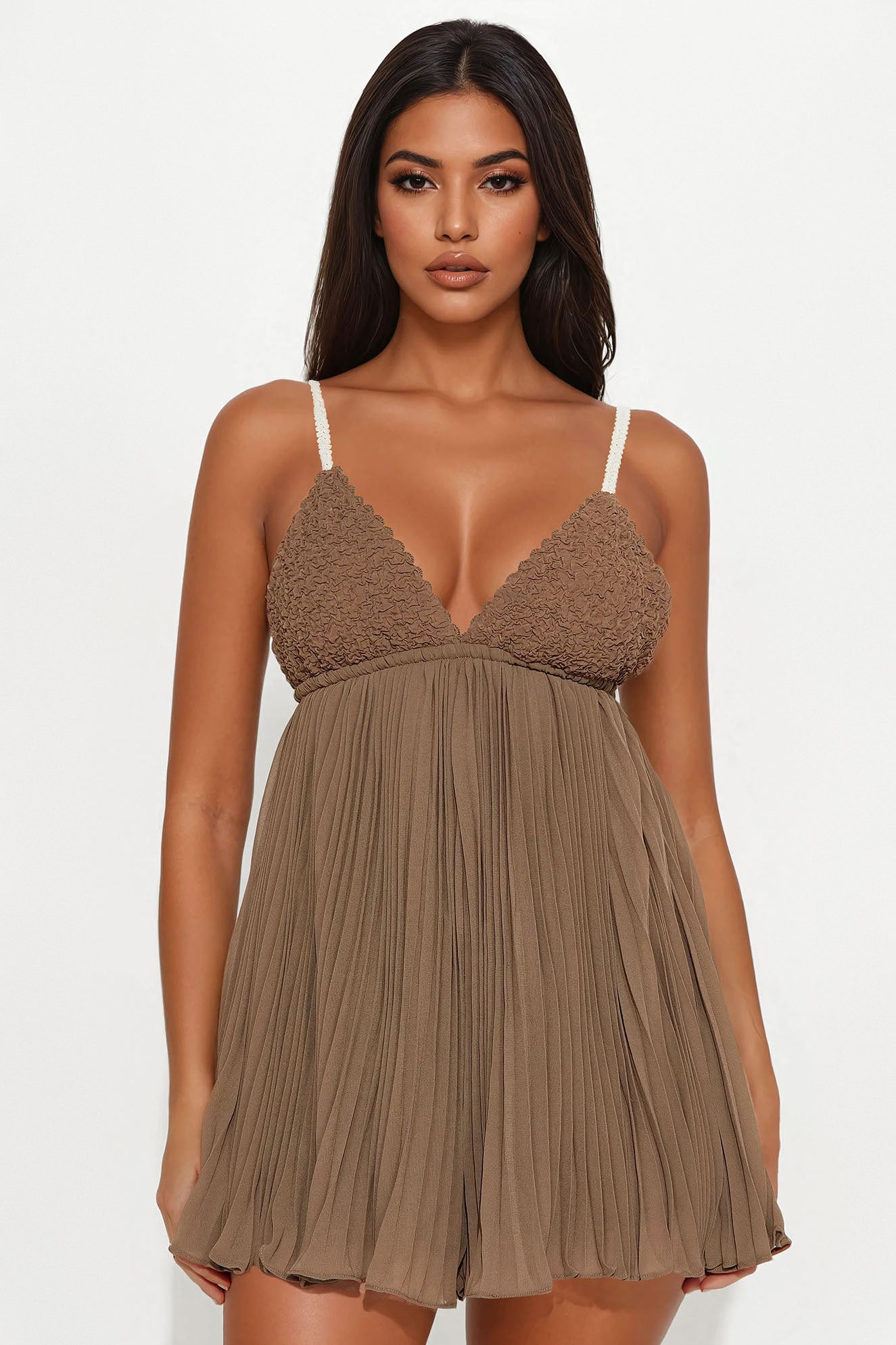 Vanya Chiffon Vacation Romper - Brown
