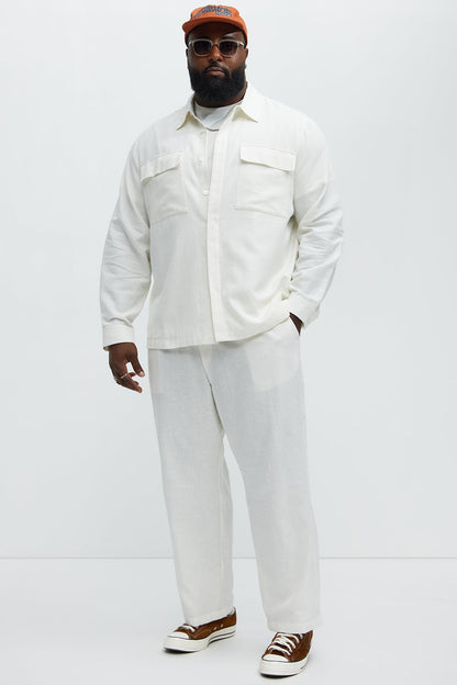 Bahamas Straight Linen Pants - White