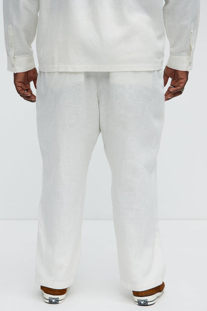 Bahamas Straight Linen Pants - White