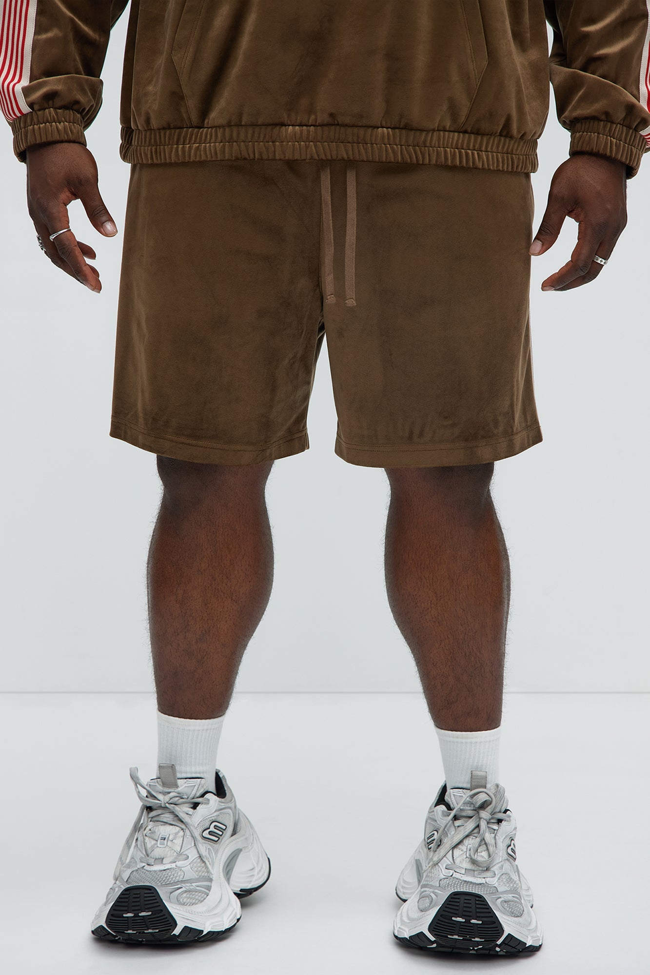 Like You Do Velour Relaxed Shorts - Brown