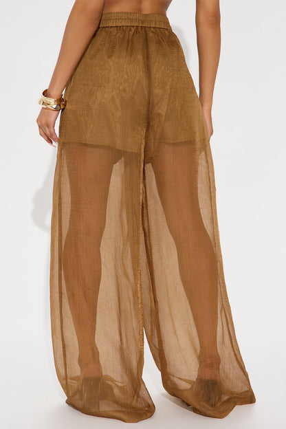 Hollie Wide Leg Organza Pant - Mocha