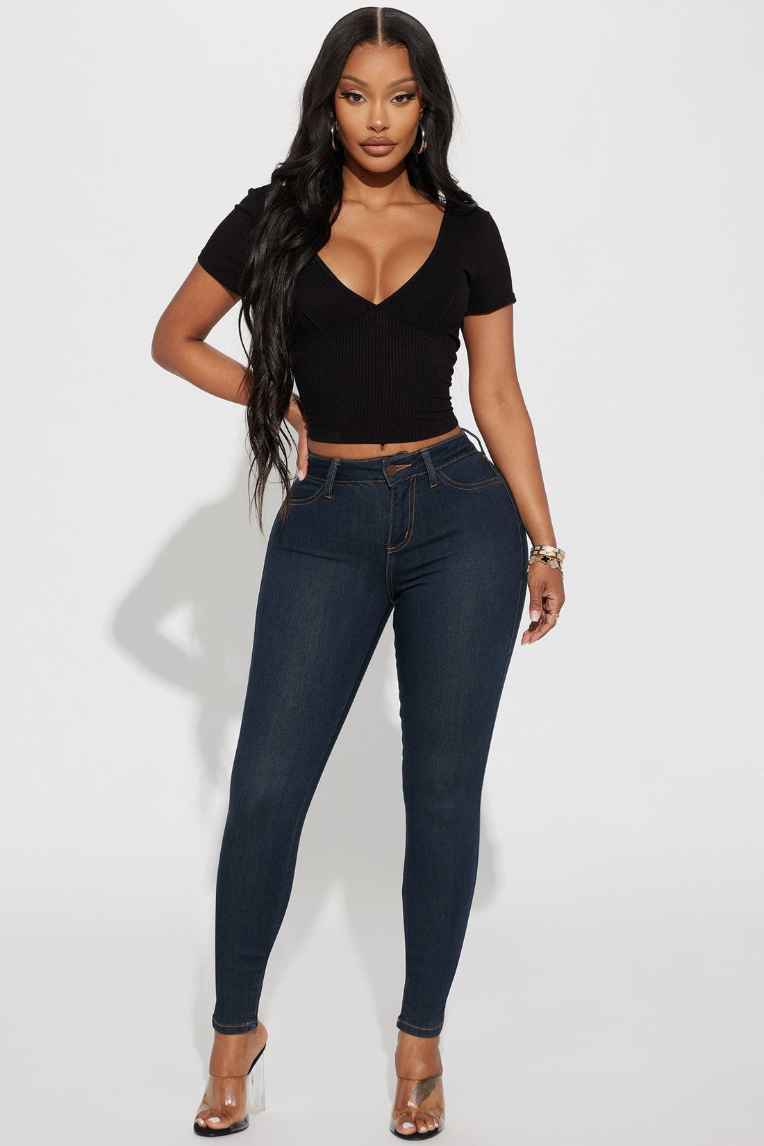 Classic Mid Rise Skinny Jeans - Dark Denim