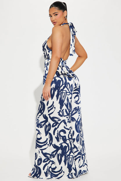 Ocean Rendezvous Satin Jumpsuit - Blue/combo