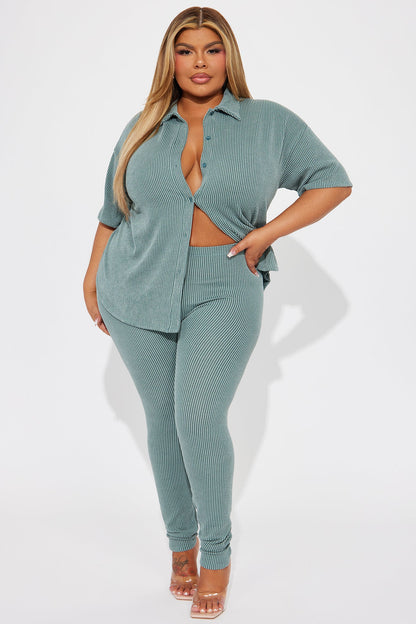 Maddie Short Sleeve Legging Set - Sage