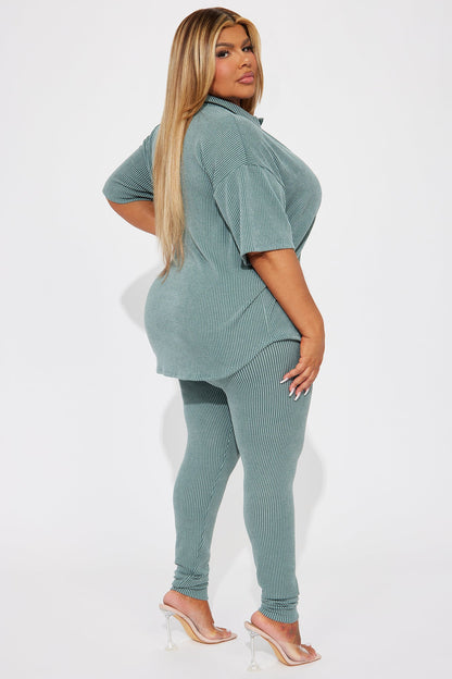 Maddie Short Sleeve Legging Set - Sage