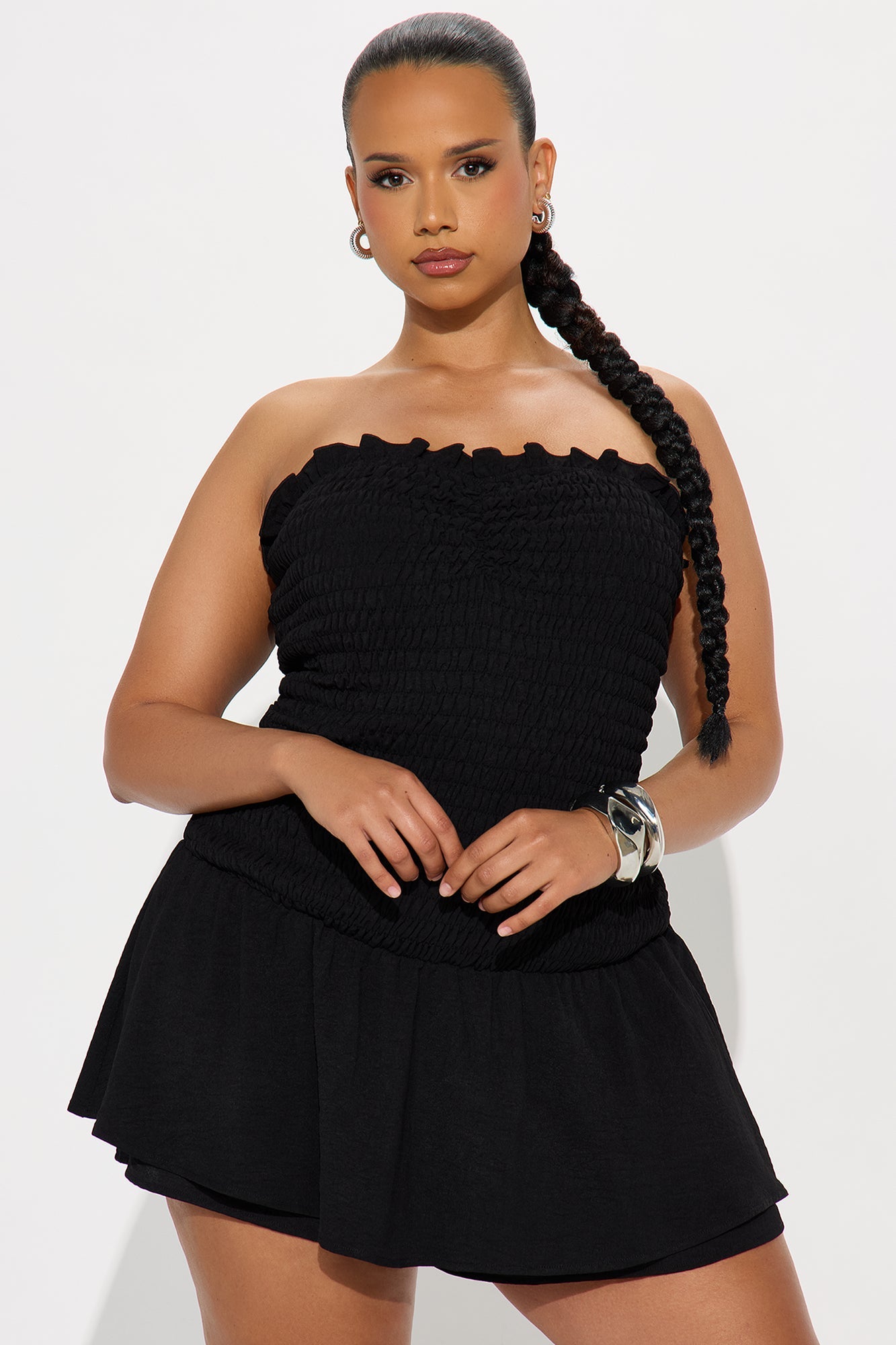 Sarabeth Smocked Romper - Black