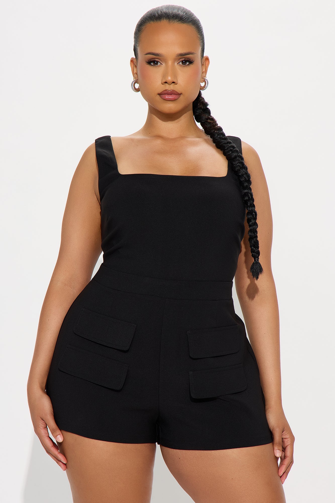 Raven Sleeveless Crepe Romper - Black