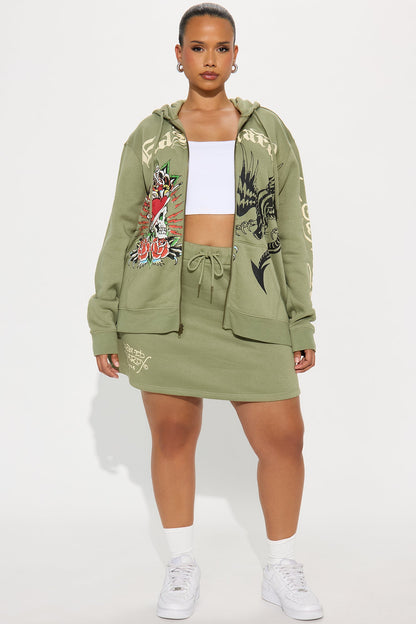 Ed Hardy Heart Of Roses Skirt Set - Sage