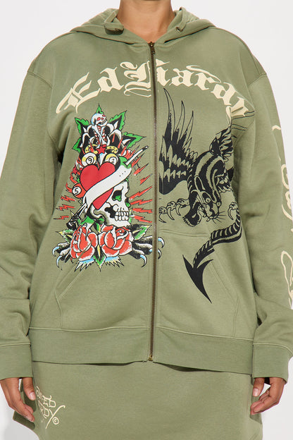 Ed Hardy Heart Of Roses Skirt Set - Sage