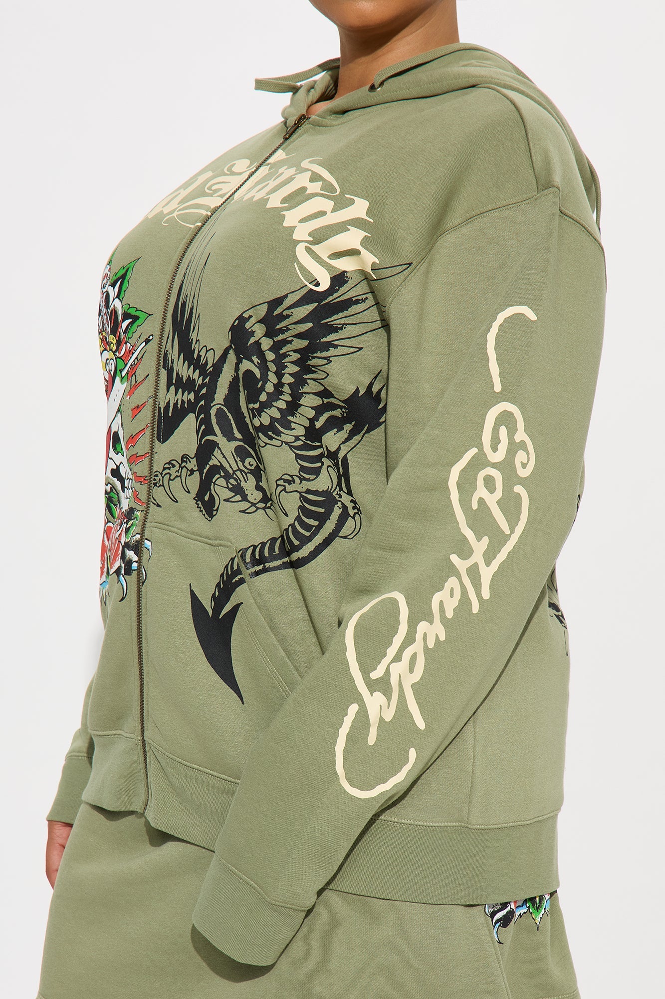 Ed Hardy Heart Of Roses Skirt Set - Sage
