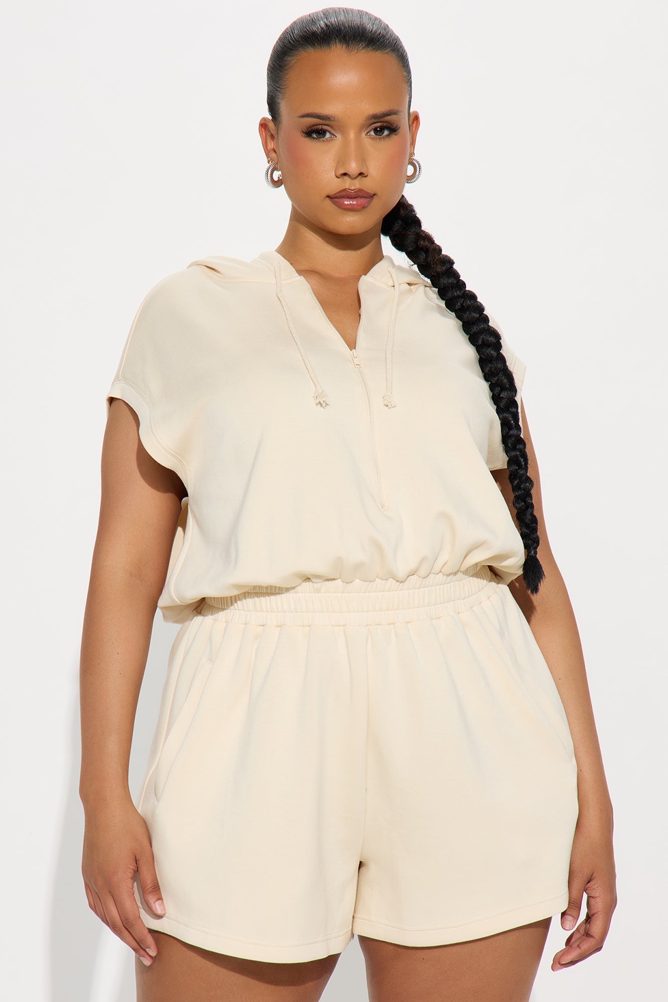 Running Errands Short Sleeve Romper - Cream