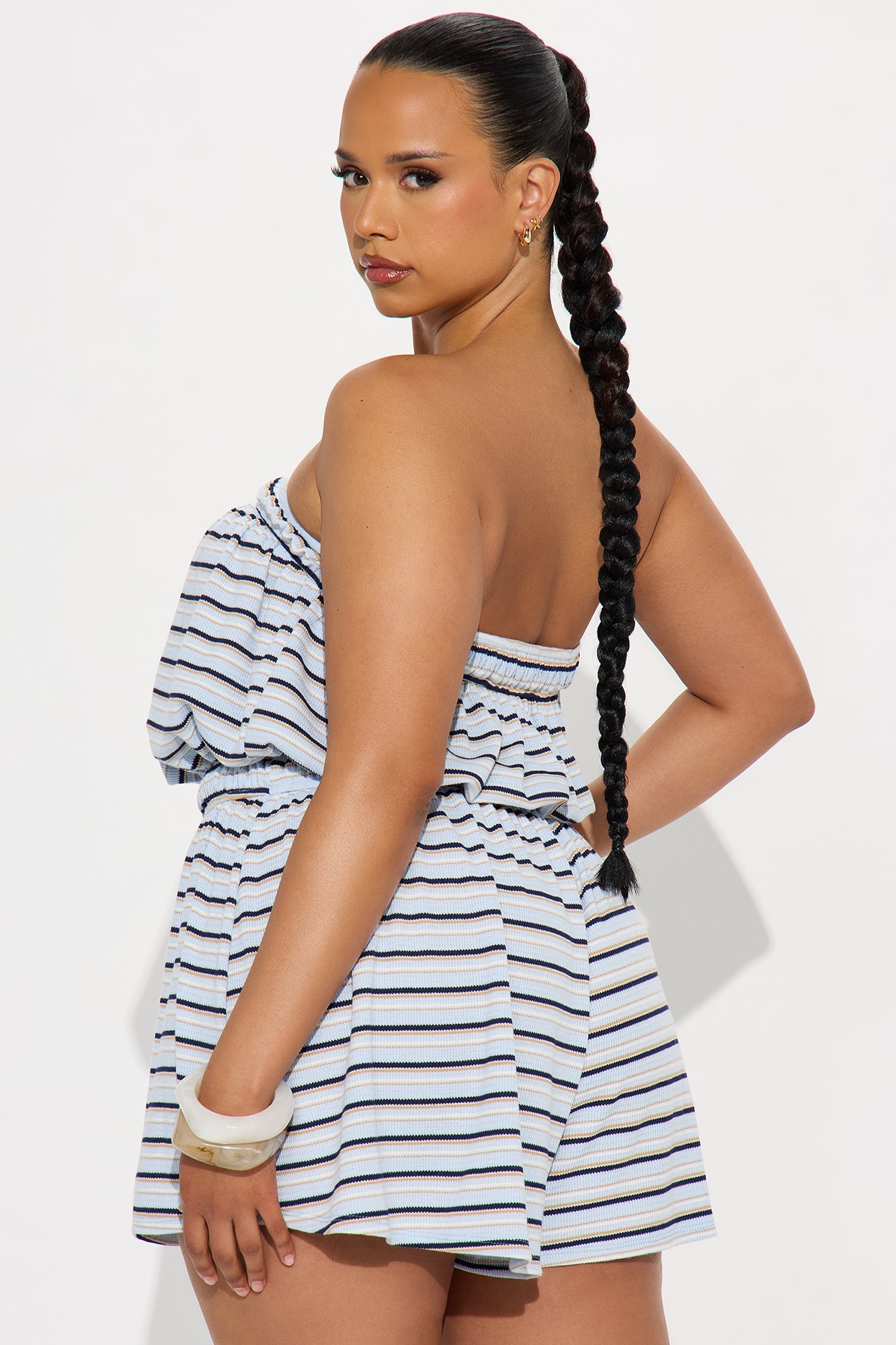 Big Ambitions Waffle Romper - Light Blue