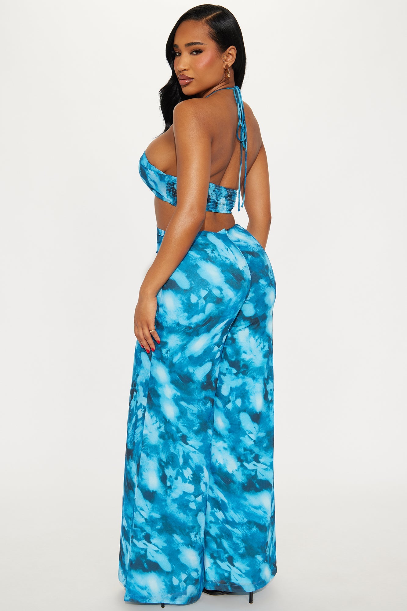 Reflecting On It Wide Leg Jumpsuit - Blue/combo