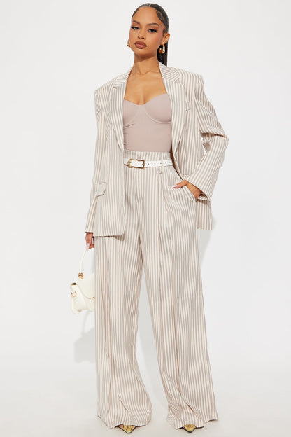 Nara Twill Striped Blazer - Tan/Multi