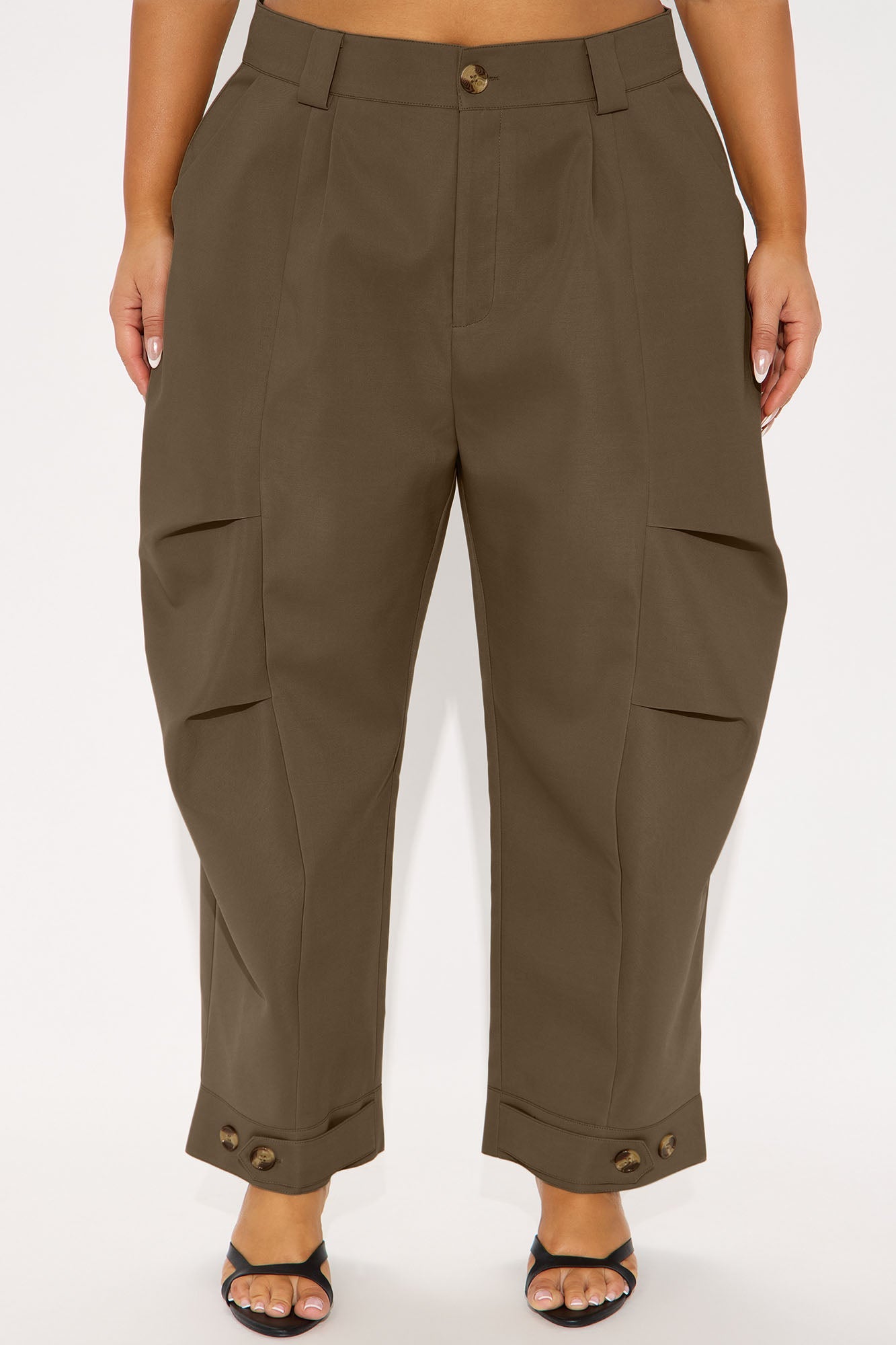 Kayla Barrel Leg Pant - Khaki