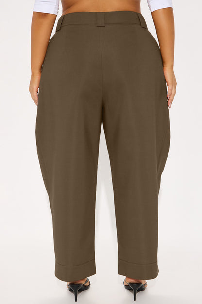 Kayla Barrel Leg Pant - Khaki