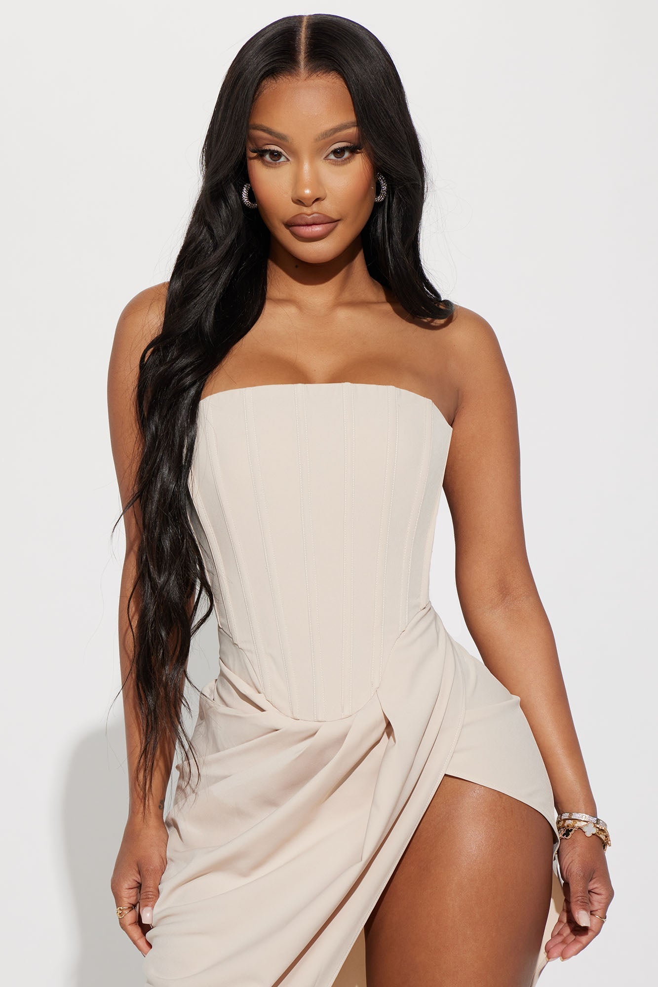 Athina Corset Maxi Dress - Nude