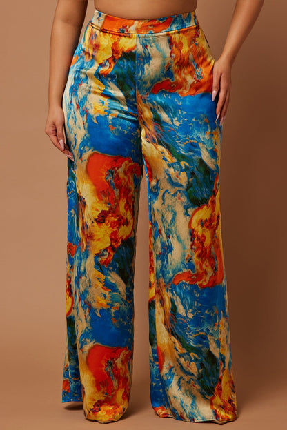 Sadie Wide Leg Pant - Royal/combo