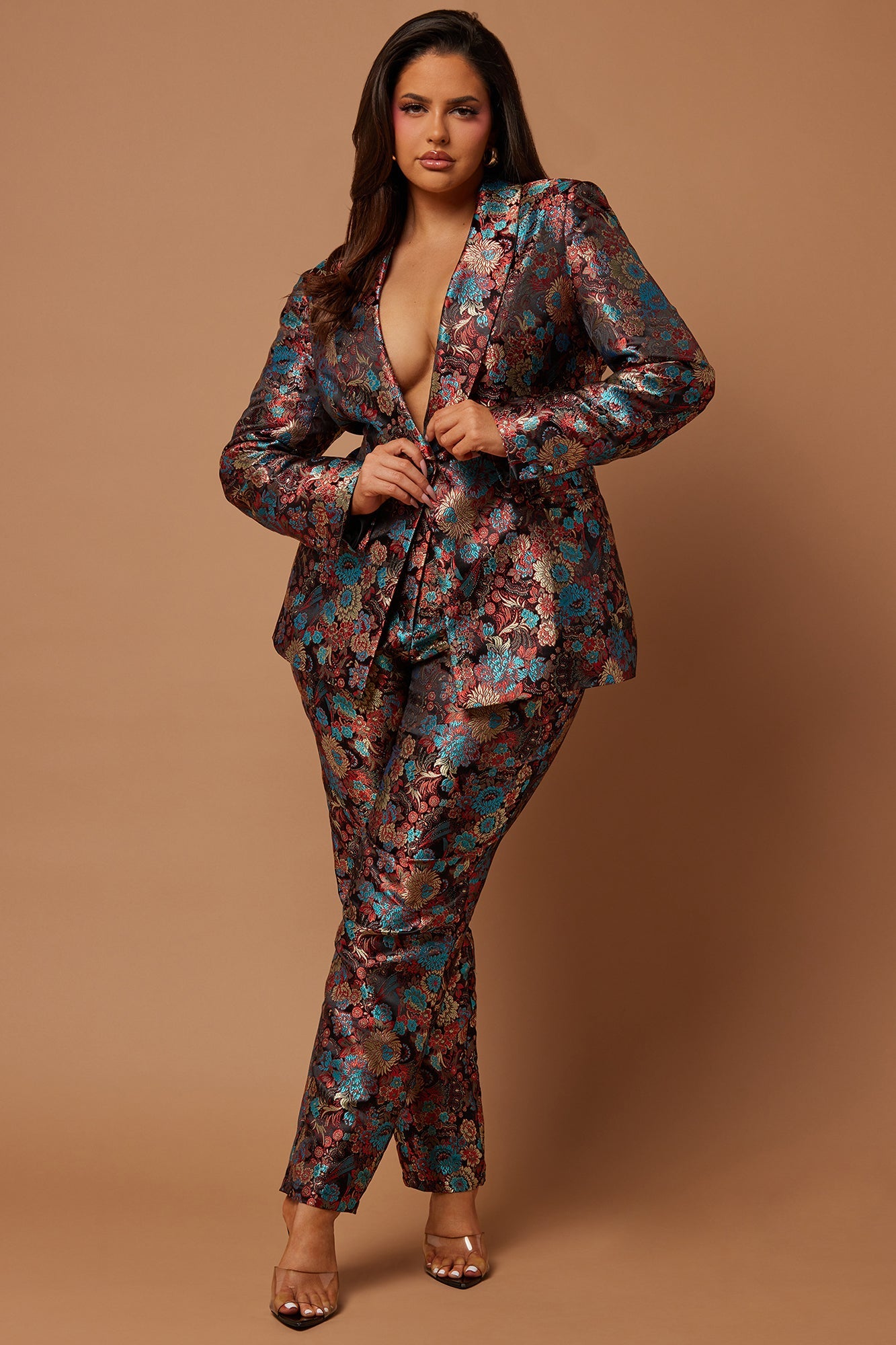 Pretty In Pink Embroidered Suit Set - Black