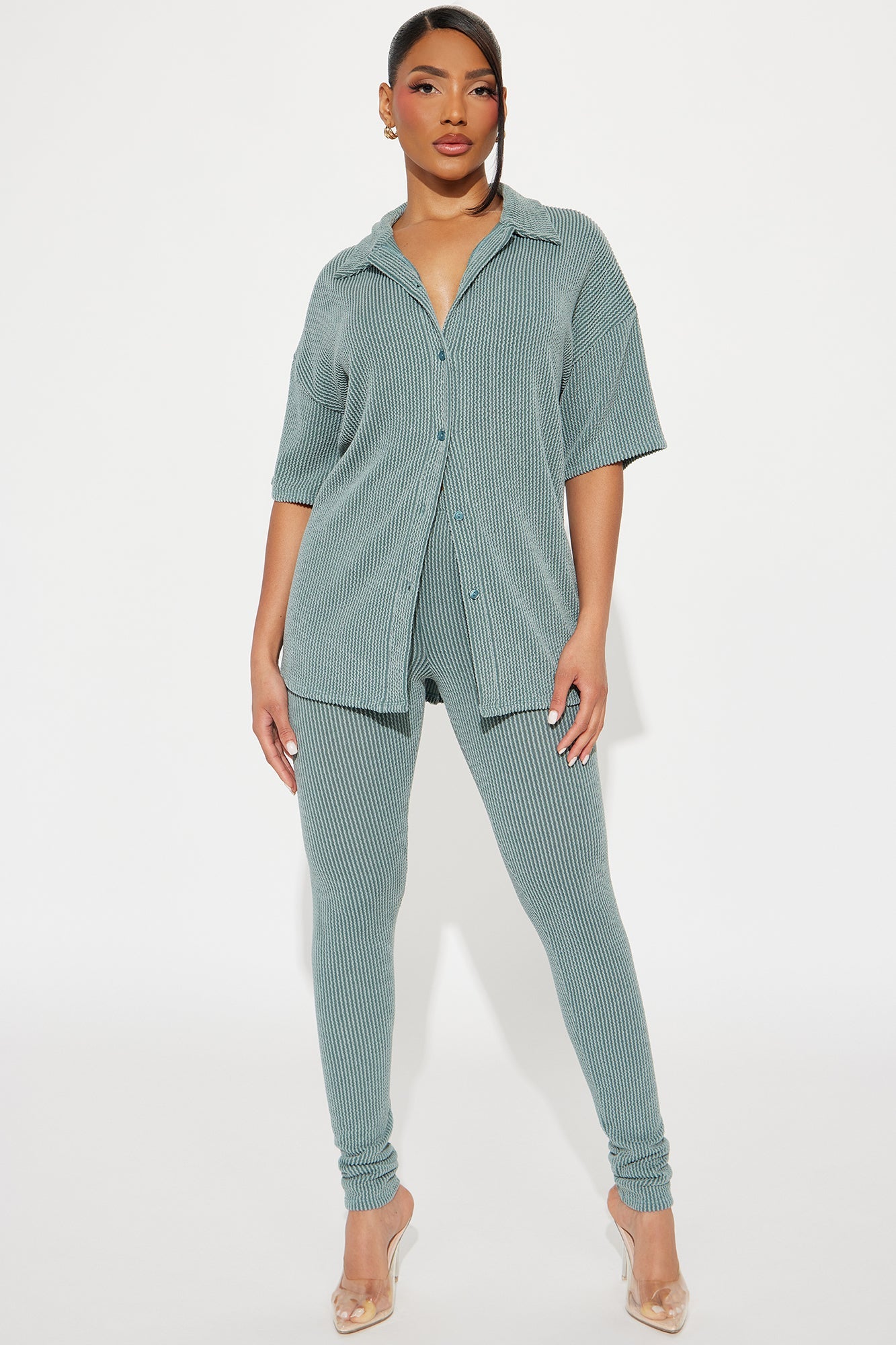 Maddie Short Sleeve Legging Set - Sage