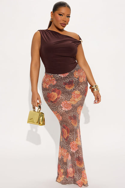 Moments Notice Off Shoulder Bodysuit - Brown