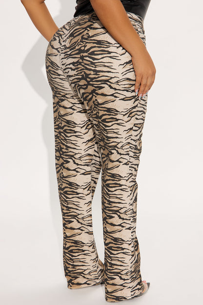 Tigress Low Rise Tiger Print Straight Leg Jeans - Taupe/combo