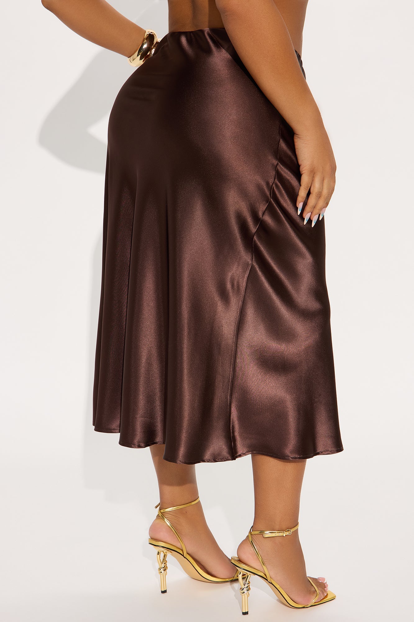 Finer Things Satin Midi Skirt - Chocolate