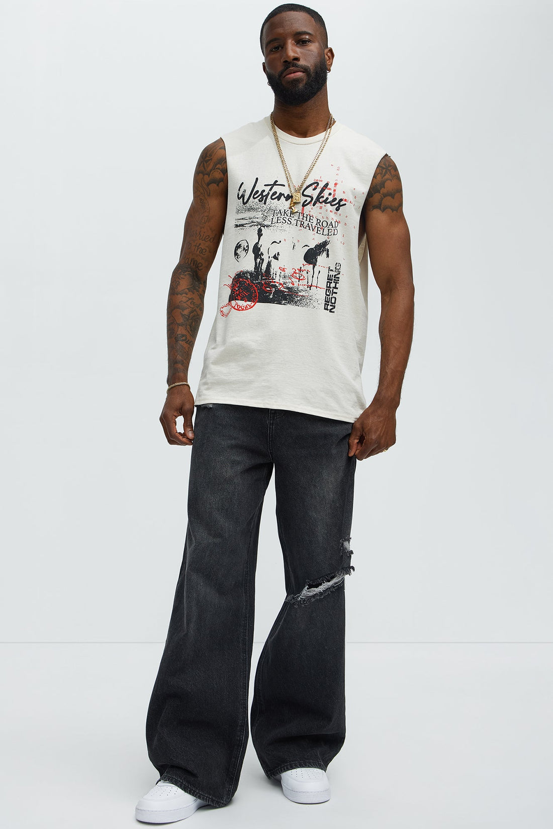 Western Skies Muscle Tee - Natural
