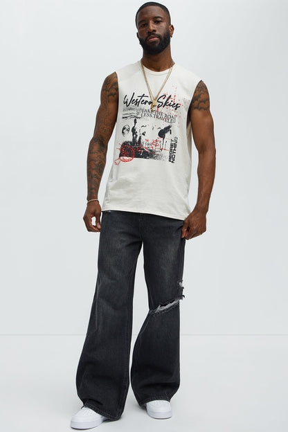 Western Skies Muscle Tee - Natural