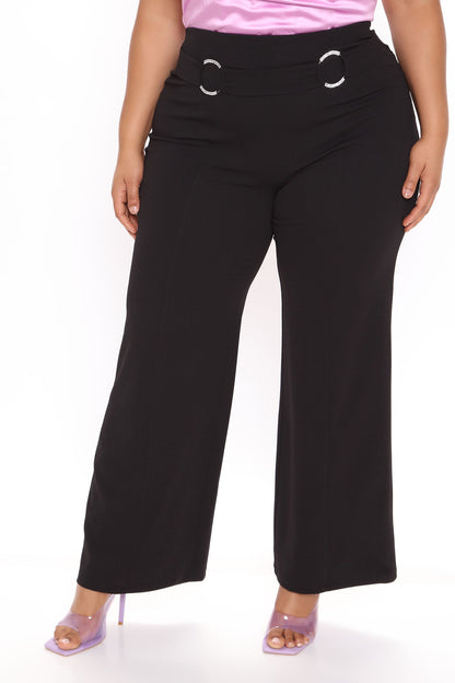 Office Crush Rhinestone Pant - Black