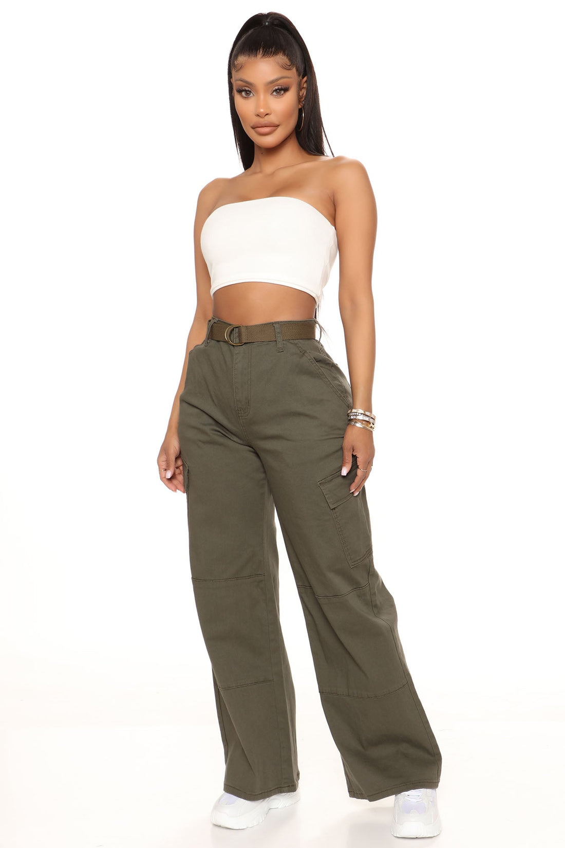 On The Scene Wide Leg Cargo Pant 30 - Olive