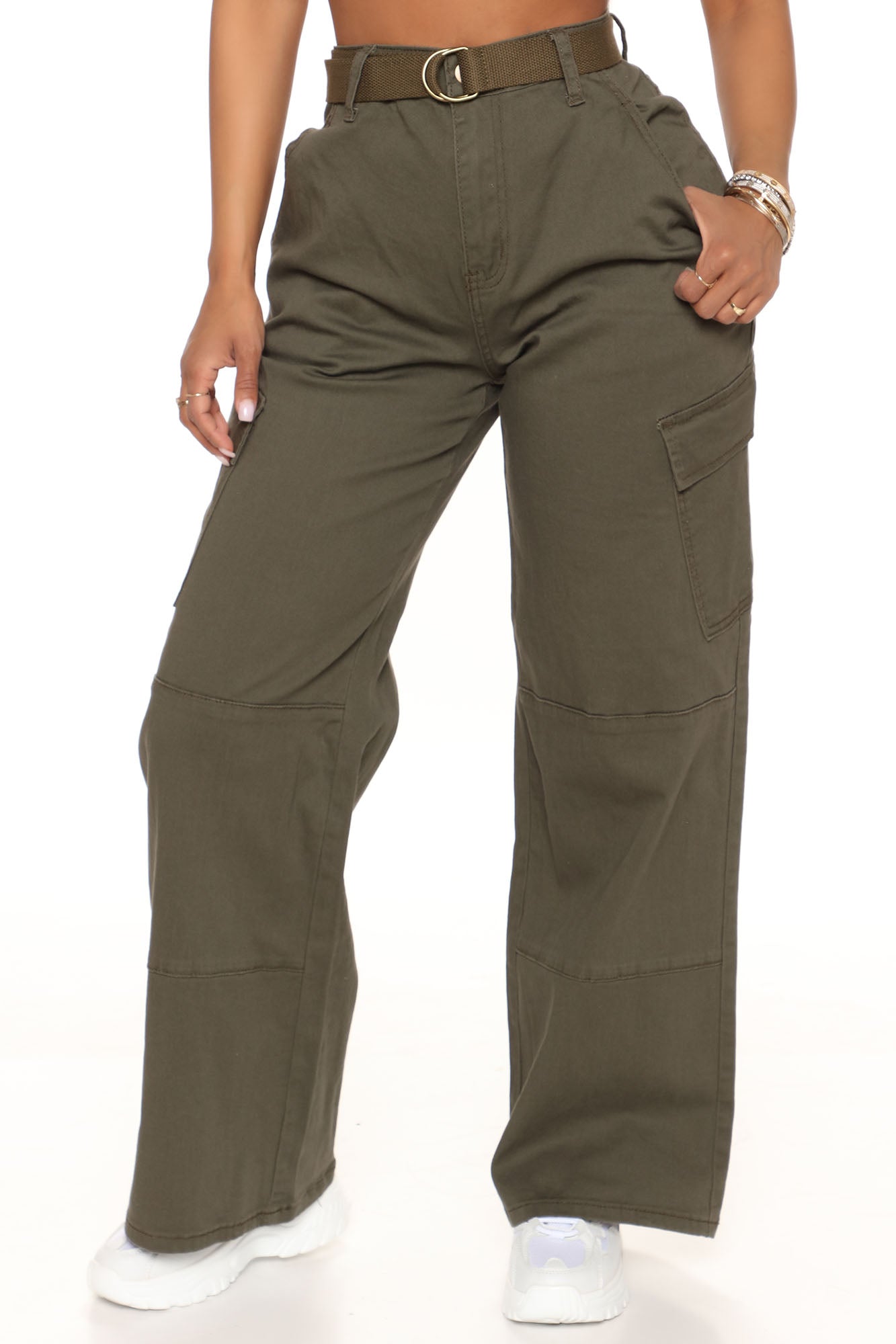 On The Scene Wide Leg Cargo Pant 30 - Olive