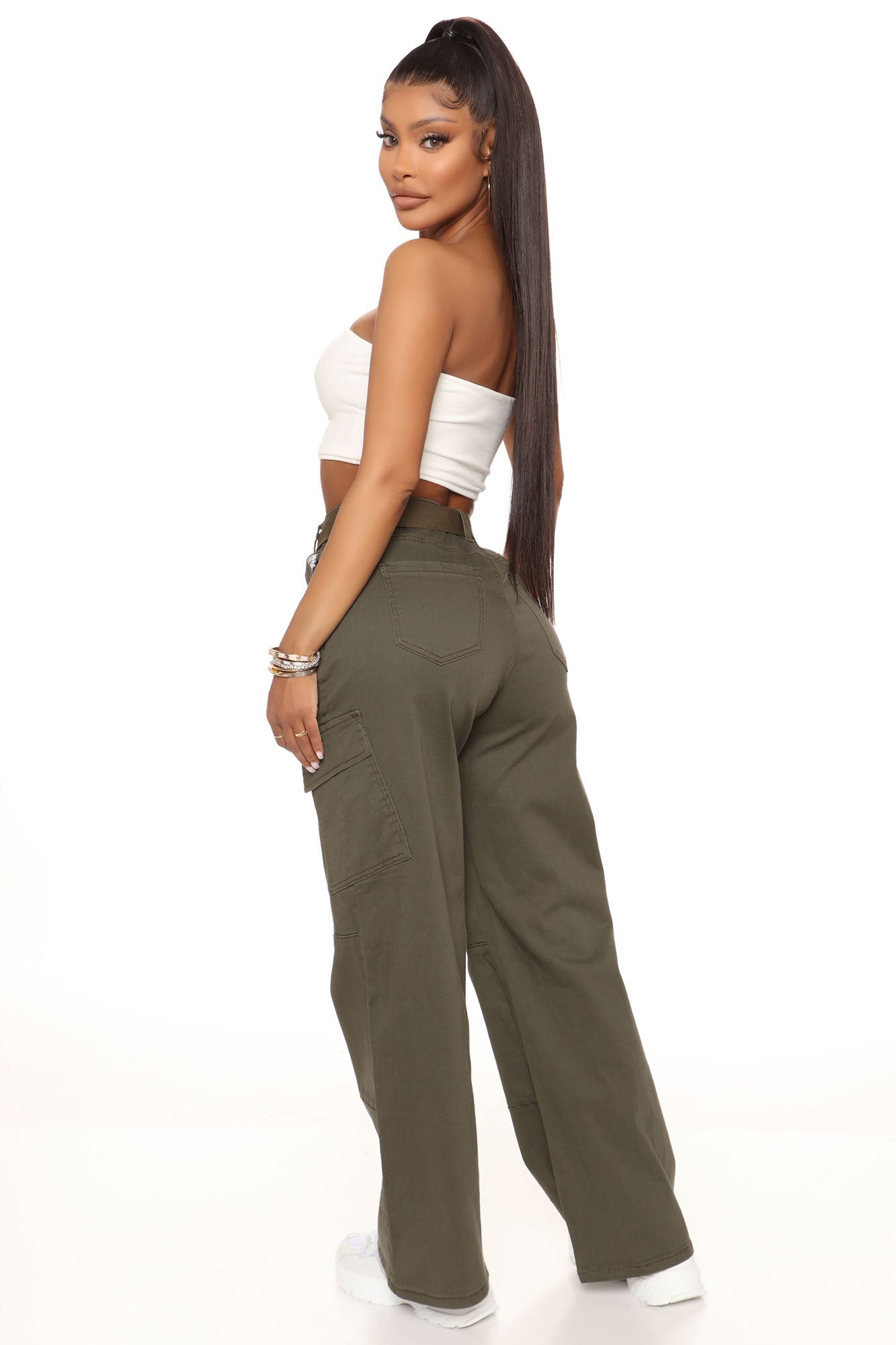 On The Scene Wide Leg Cargo Pant 30 - Olive