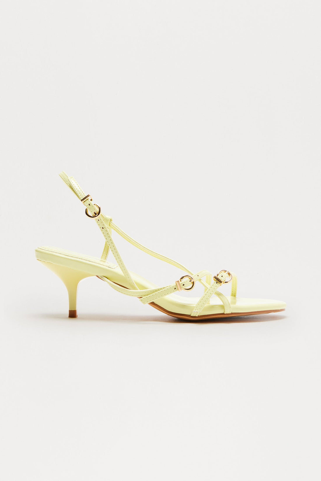 Avenue Buckle Slingback Heels - Yellow