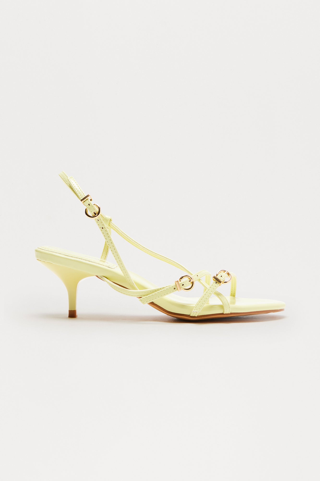 Avenue Buckle Slingback Heels - Yellow